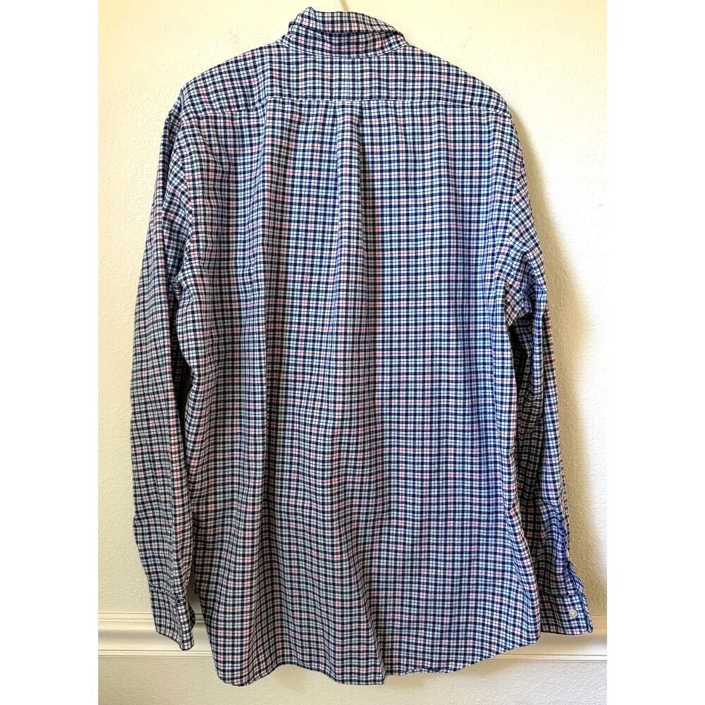 Ralph Lauren Polo Button Long Sleeve Shirt Size XL 100% Cotton Blue Pink Green